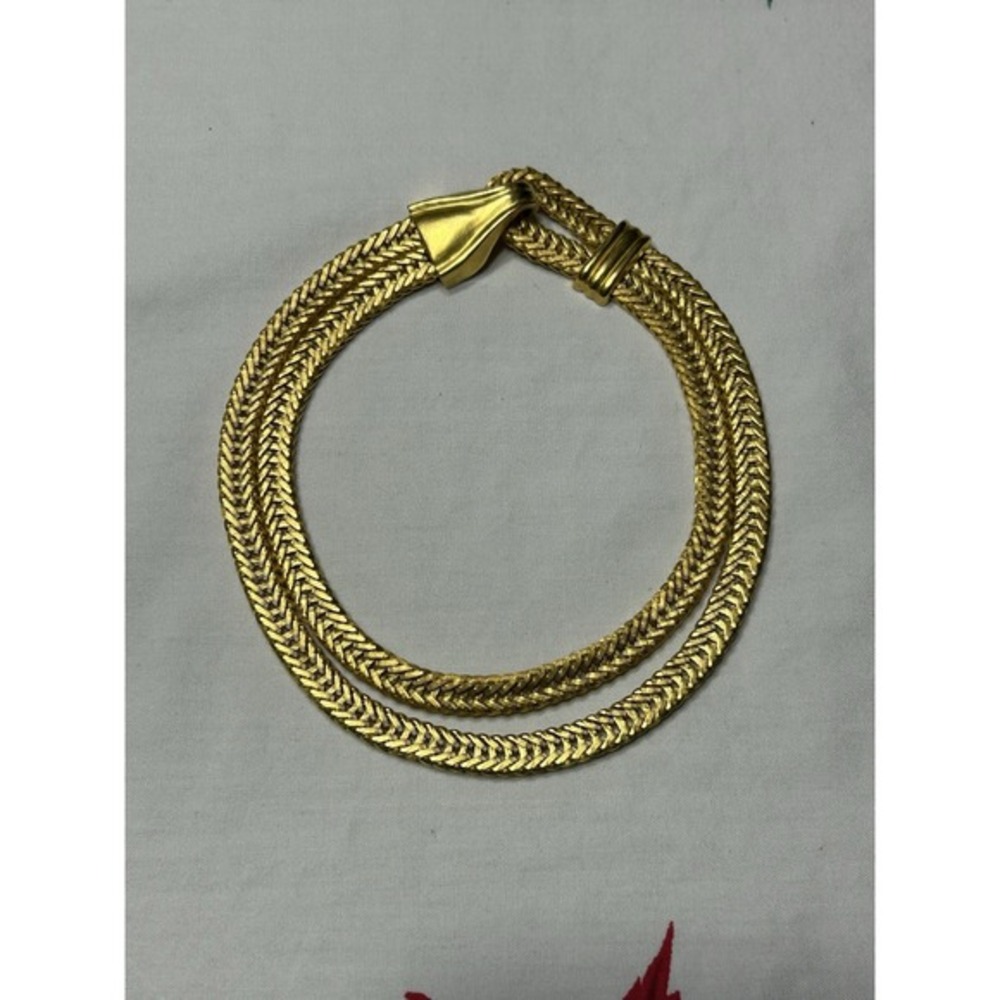 Vintage Heavy Modern Gold‎ Runway Collar Necklace 90s